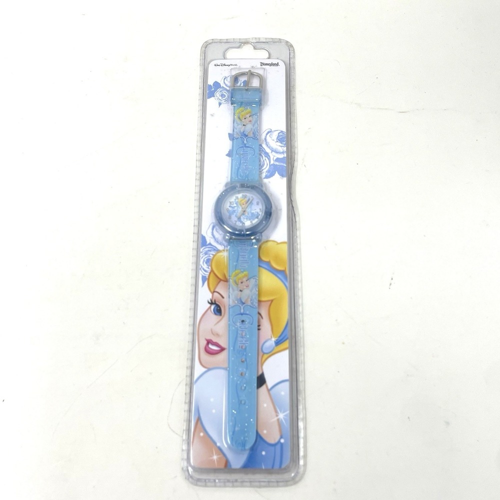 Vintage Disney Parks Blue Cinderella Sparkle Plastic Princess Watch New